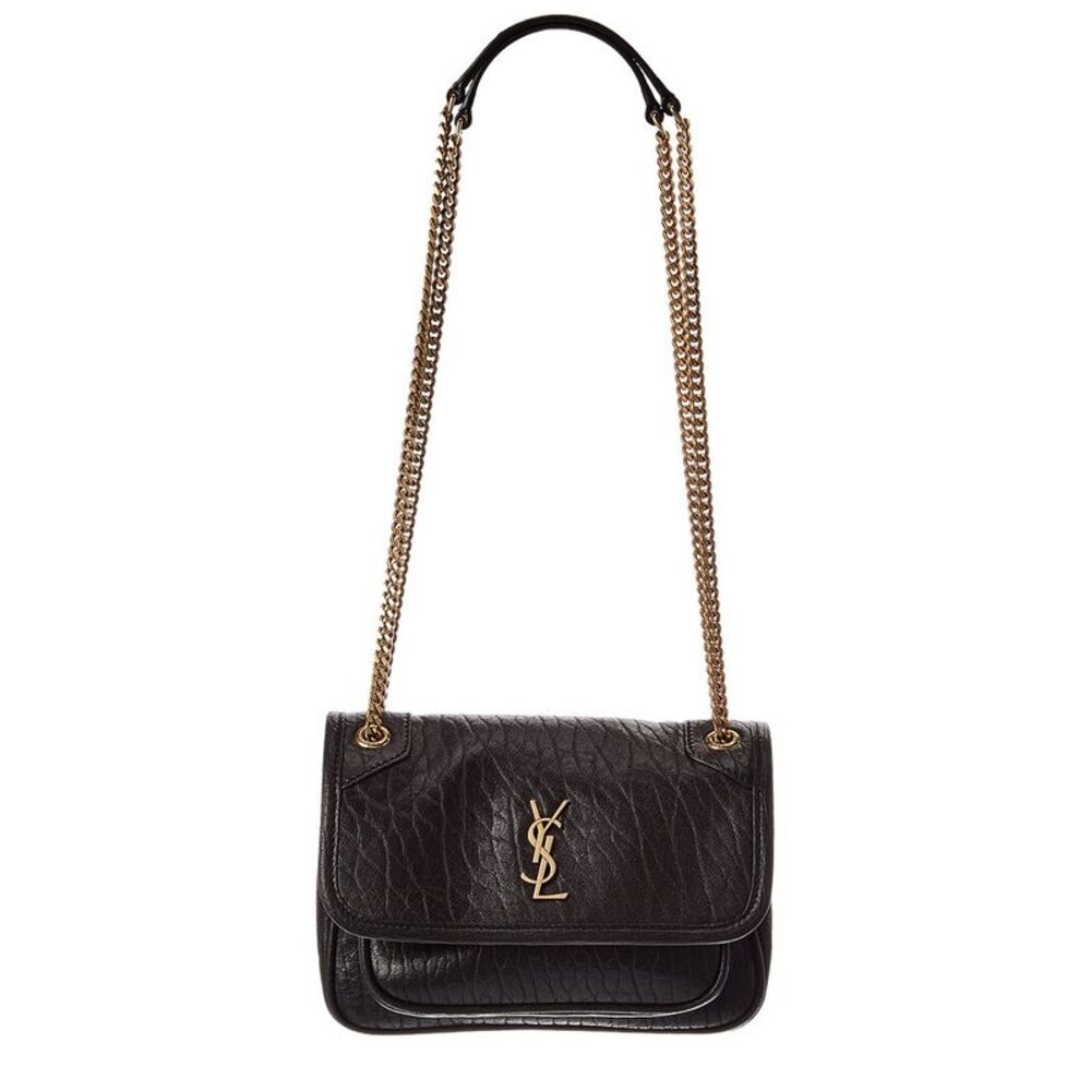 Saint Laurent Niki Mini Leather Shoulder Bag, Black